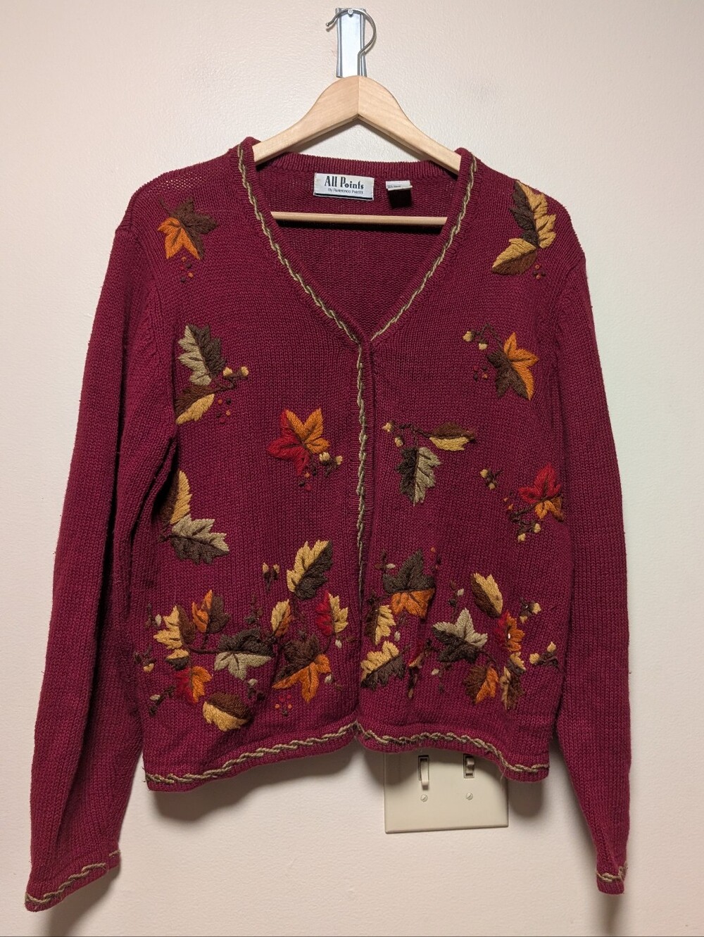 All Points XL Ramie Cotton Fall Leaf Cardigan